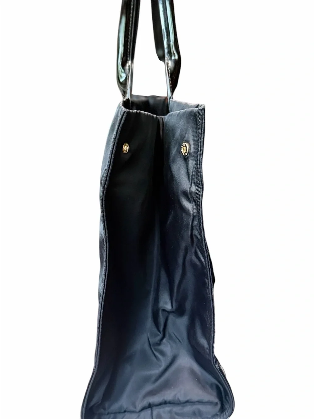 Tory Burch Black Nylon Tote with Patent Trim and Logo
